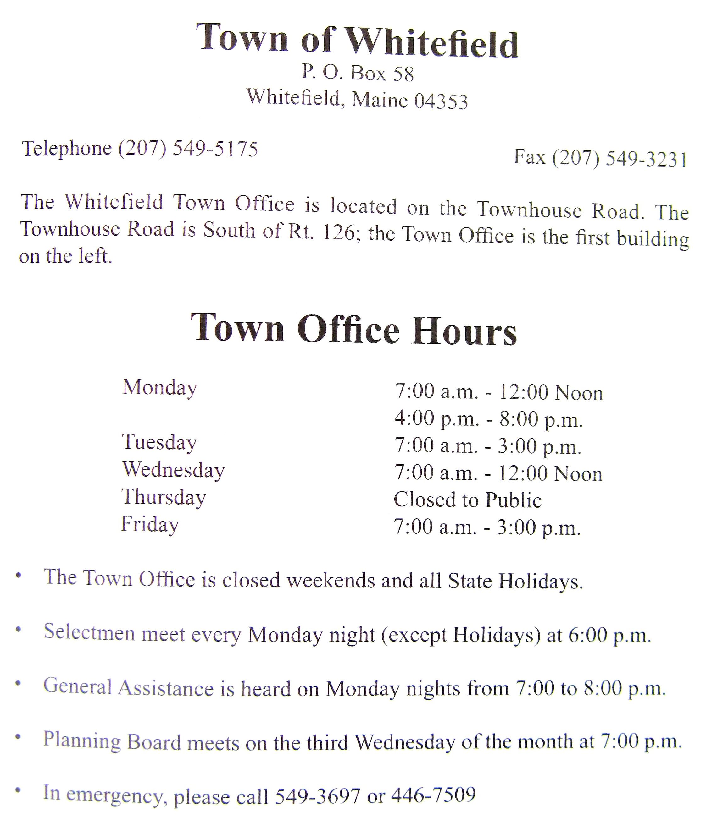 Whitefield Town Government