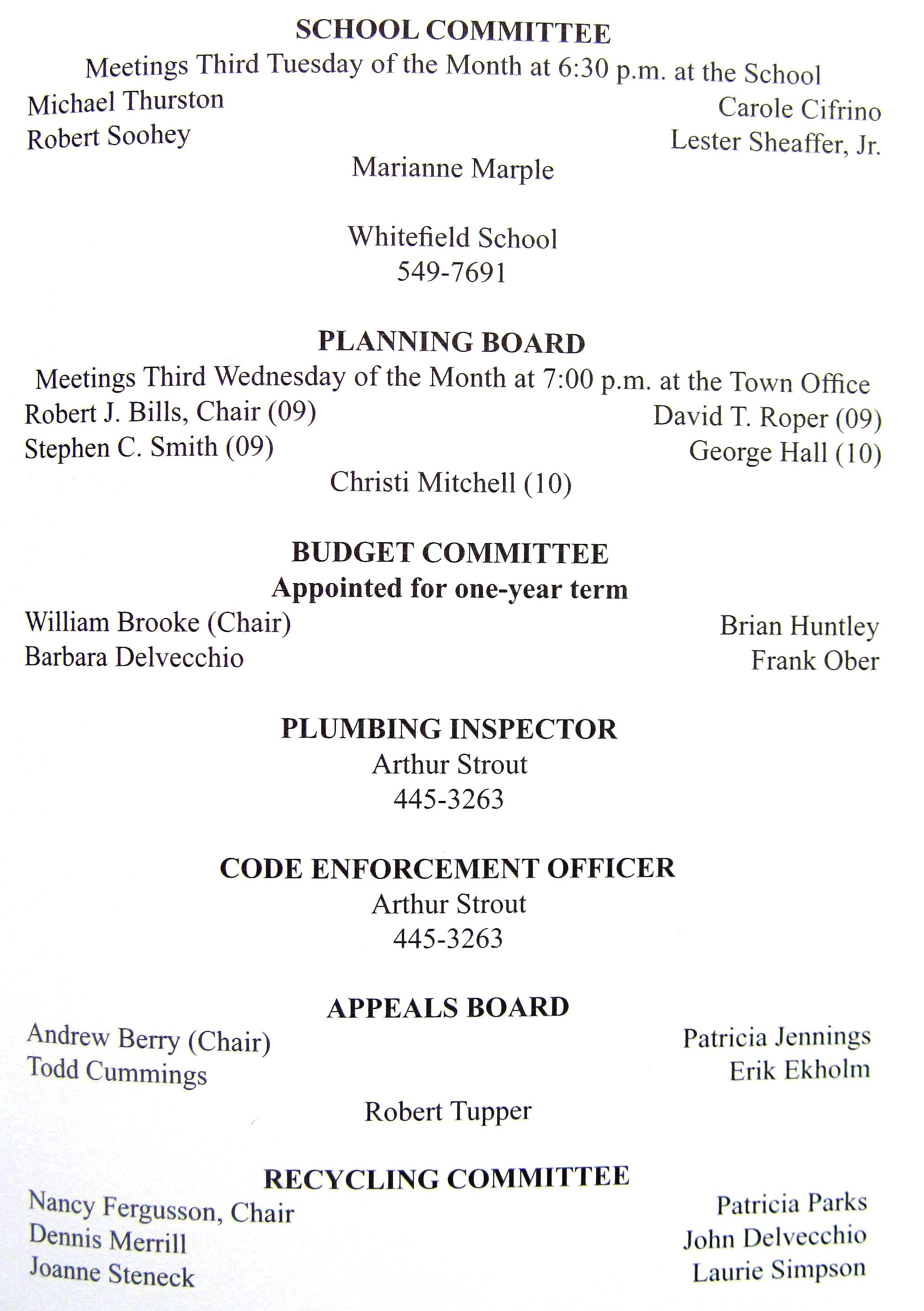 Whitefield Town Government